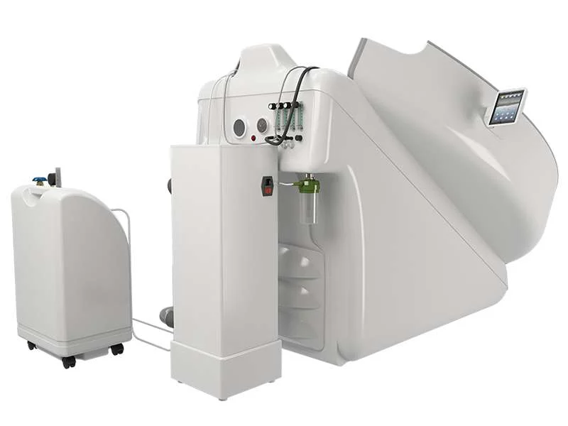 The HOCATT wellness sauna unit with its oxygen concentrator
